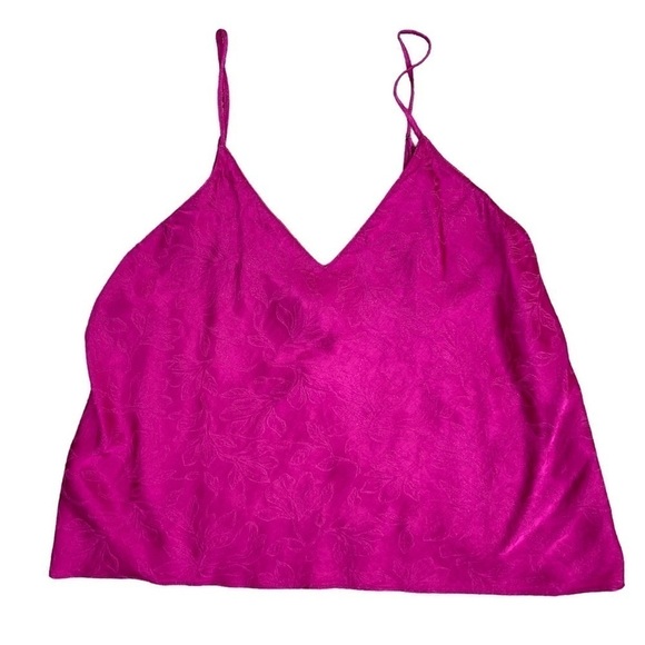 Victoria’s Secret Fuchsia Satin Jacquard Camisole Open Back Detail Size L - Picture 11 of 12